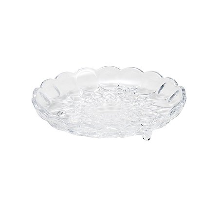 CJ 6 PRATOS DE SOBREMESA DE CRISTAL C/PÉ ANGÉLICA 18CM