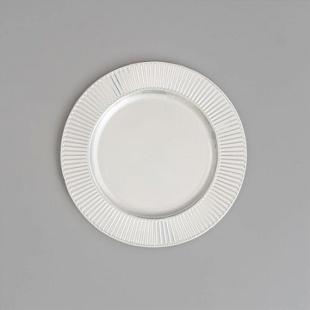 CJ. 6 SOUSPLAT PRATEADO DE PLASTICO BRIGHT 33CM DIAM
