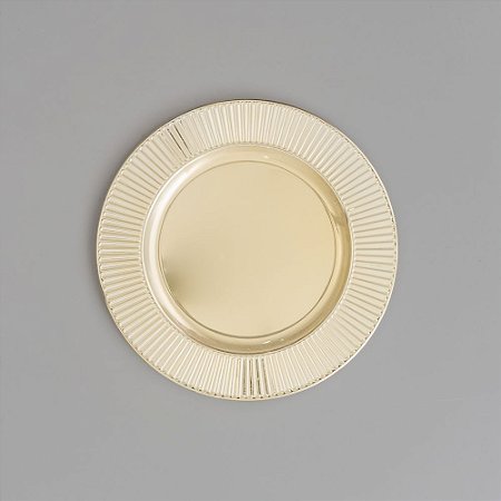 CJ. 6 SOUSPLAT DOURADO DE PLASTICO BRIGHT 33CM DIAM