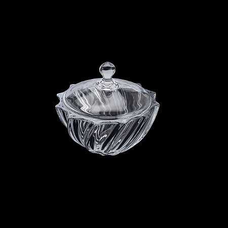POTICHE DECORATIVO DE CRISTAL ECOLÓGICO C/TAMPA SCALLOP 18,5X18,5X17,5cm