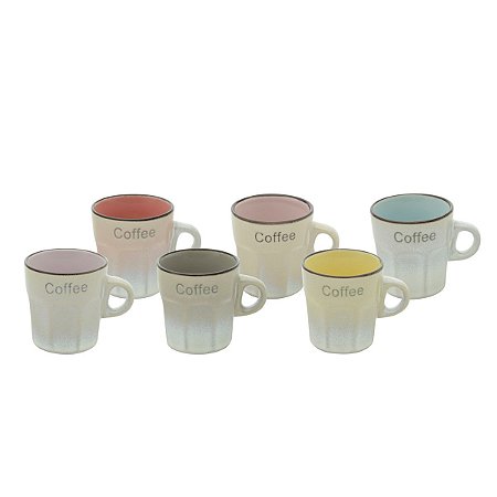 CJ 6 XÍCARAS DE CAFÉ DE PORCELANA ALLURE CORES SORTIDAS 100ml