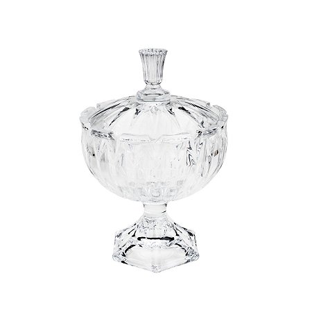 POTICHE DECORATIVO  DE CRISTAL C/TAMPA LEAF 16,5x24CM