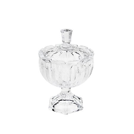 POTICHE DECORATIVO  DE CRISTAL C/TAMPA LEAF 9X14CM