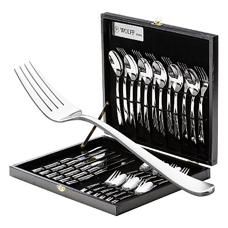 FAQUEIRO 30PC AÇO INOX OXFORD C/ESTOJO DE MADEIRA