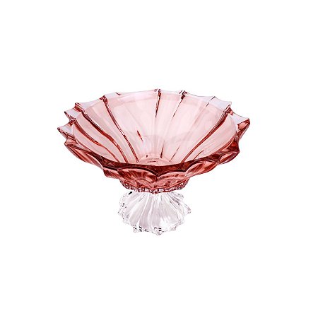 CENTRO DE MESA DE CRISTAL C/PÉ PARADISE PINK 34X20,5cm