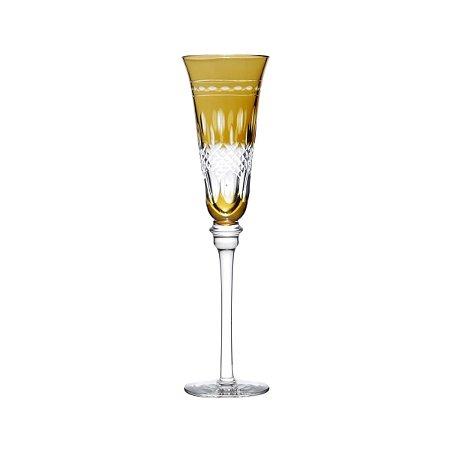 JG 6 TAÇAS DE VIDRO SODO-CALCICO LAPIDADAS AMBAR P/CHAMPAGNE