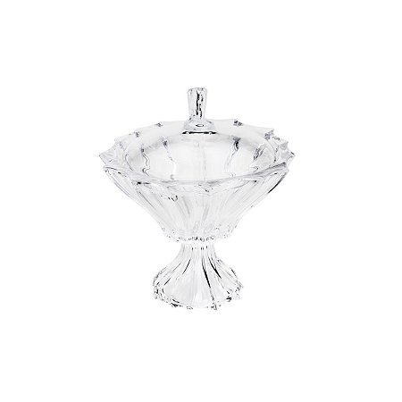 POTICHE DECORATIVO  DE CRISTAL C/PÉ E TAMPA PARADISE 21,5X23,5CM