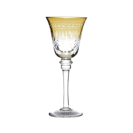 JG 6 TAÇAS LAPIDADAS DE VIDRO SODO-CALCICO AMBAR P/VINHO