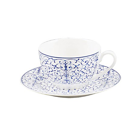 JG 6 XÍCARAS P/CHÁ C/PIRES DE PORCELANA SUPER WHITE ABSTRACT
