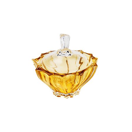 POTICHE DECORATIVO  DE CRISTAL PARADISE ÂMBAR 12X12cm