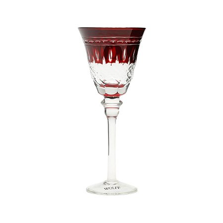 JG 6 TAÇAS DE VIDRO SODO-CALCICO LAPIDADAS VERMELHAS P/VINHO