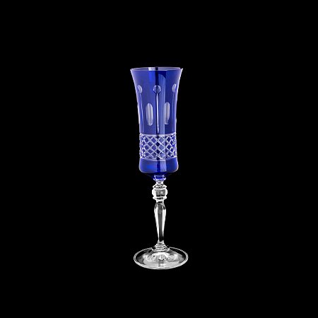 CJ 6 TAÇAS DE CRISTAL ECOLÓGICO LAPIDADO P/CHAMPAGNE GRACE COBALT 190ml