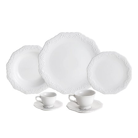 CJ. JANTAR DE PORCELANA 42 PEÇAS ALTO RELEVO