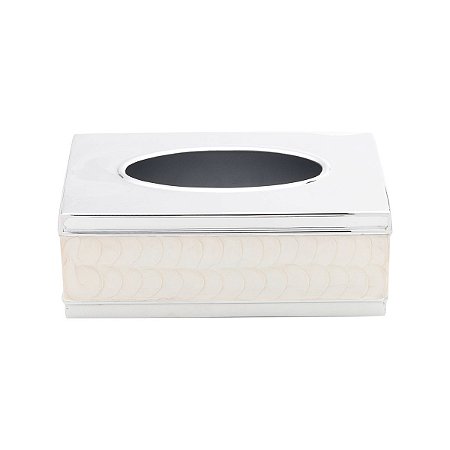 PORTA LENÇO DE PAPEL EM AÇO INOX ESMALTADO EM BRANCO