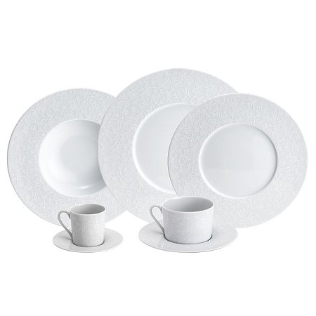 CJ. JANTAR DE PORCELANA 42 PEÇAS LIMOGES FLEUR DES NEIGES