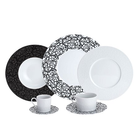 CJ. JANTAR DE PORCELANA 42 PEÇAS LIMOGES MABRE NOIR