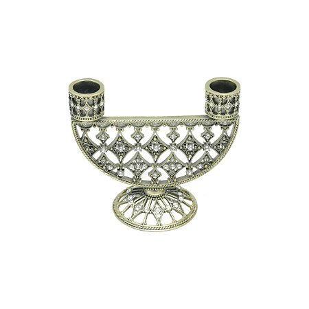 CANDELABRO DE ZAMAC P/2 VELAS OURO VELHO 6X11,5X10cm