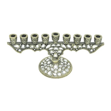 HANUKIA DE ZAMAC P/9 VELAS OURO VELHO 7,5X20,5X8,5cm