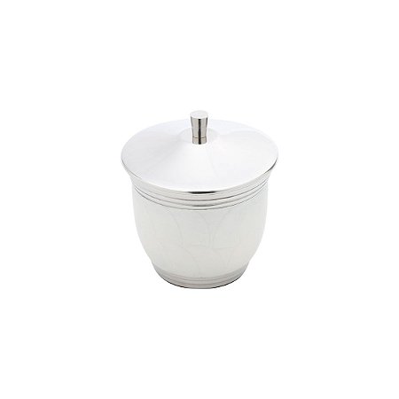 PORTA ALGODÃO EM AÇO INOX ESMALTADO EM BRANCO