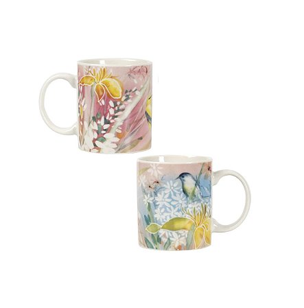 CANECA DE PORCELANA OIL PAITING ROSA 330ml