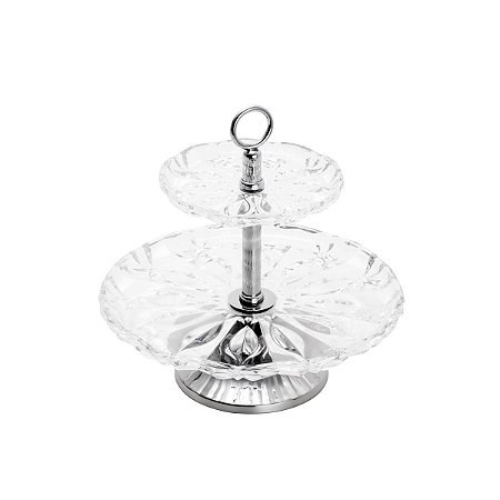 PRATO P/DOCE DUPLO DE AÇO INOX LOUISE 18/31CM