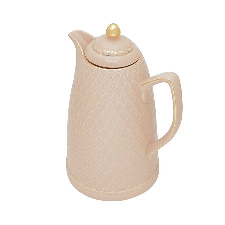 GARRAFA TÉRMICA DE PORCELANA RENDA ROSA 28cm 900ml