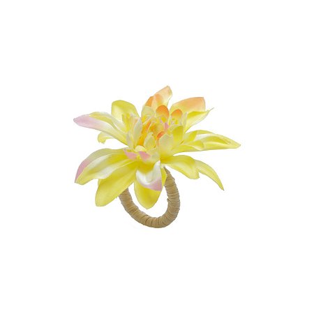 CJ 4 ANÉIS DE PLÁSTICO P/GUARDANAPO GARDÊNIA AMARELA 15X3cm