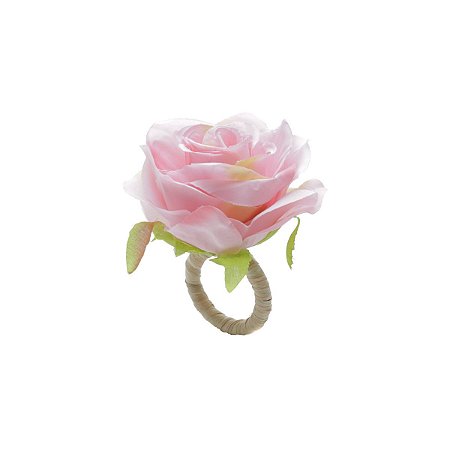 CJ 4 ANÉIS DE PLÁSTICO P/GUARDANAPO ROSA BRANCA 12,5X4cm