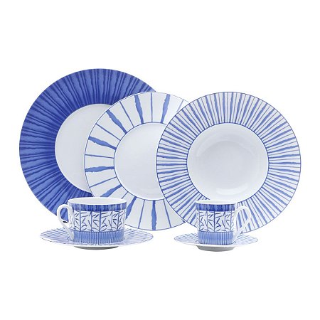 CJ. JANTAR DE PORCELANA 42 PEÇAS LIMOGES BLUE DREAM
