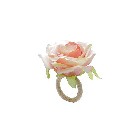 CJ 4 ANÉIS DE PLÁSTICO P/GUARDANAPO ROSA BRANCA/ROSA 13X4,5cm
