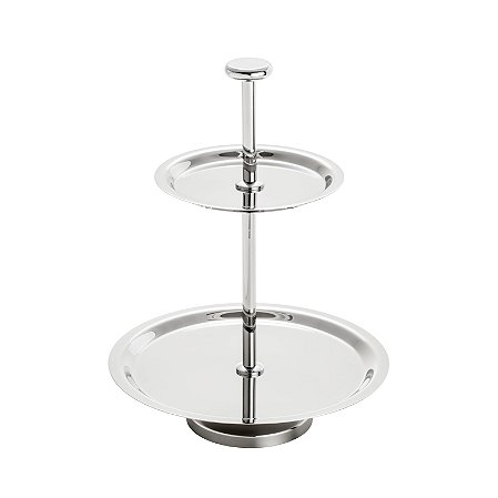 PRATO DUPLO P/DOCES ELEGANCE DE AÇO INOX 23/16,5CM