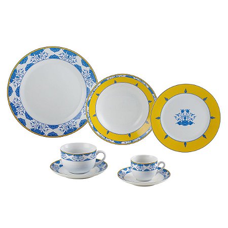 JG DE JANTAR DE PORCELANA SUPER WHITE AMALFI 42PC
