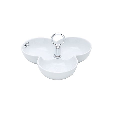 PETISQUEIRA TRIPLA DE PORCELANA C/HASTE DE AÇO INOX CANNES