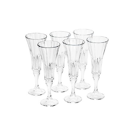 CJ 6 TAÇAS P/CHAMPAGNE DE CRISTAL ECOLÓGICO WELINGTON 180ML