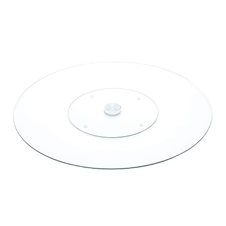 CENTRO DE MESA GIRATÓRIO DE VIDRO TEMPERADO TRANSPARENTE