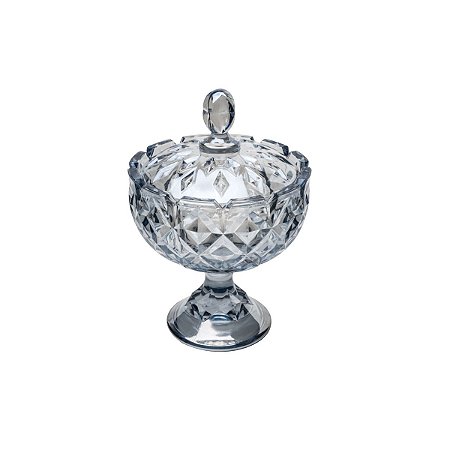 BOMBONIERE DE CRISTAL C/TAMPA CROWN AZUL 16,5X24 CM
