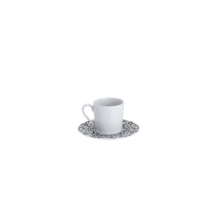 CJ 6 XÍCARAS DE PORCELANA P/CAFÉ C/PIRES LIMOGES ZEN-MARBRE NOIR 120ml