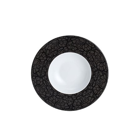 CJ 6 PRATOS FUNDOS DE PORCELANA LIMOGES ZEN-MARBRE NOIR 23CM
