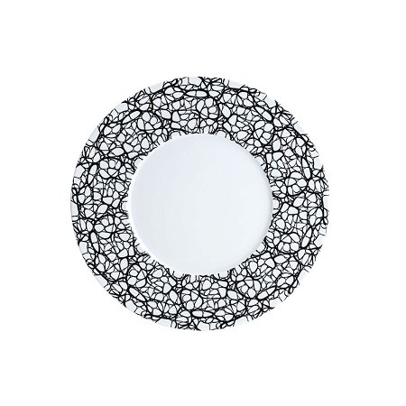 CJ 6 PRATOS RASOS DE PORCELANA LIMOGES ZEN-MARBRE NOIR 27CM