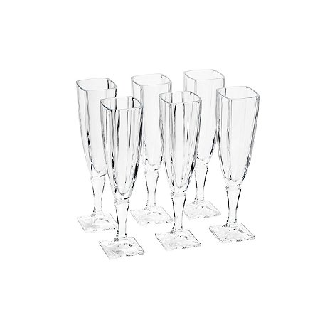 CJ 6 TAÇAS P/CHAMPAGNE DE CRISTAL ECOLÓGICO AREZZO 140ML