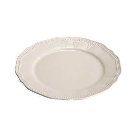 CJ 6 PRATOS RASOS DE PORCELANA DURABLE PORCELAIN CREAM 26CM