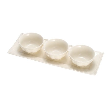 CJ 3 PETISQUEIRAS C/BANDEJA DE PORCELANA DURABLE PORCELAIN 25X13CM