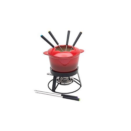 APARELHO P/FONDUE 10PC CERAMICA C/BASE EM METAL GRADUAL RED