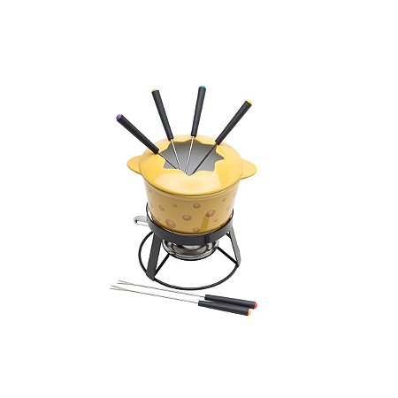 APARELHO P/FONDUE 10PC DE CERÂMICA C/BASE EM METAL CHEESE