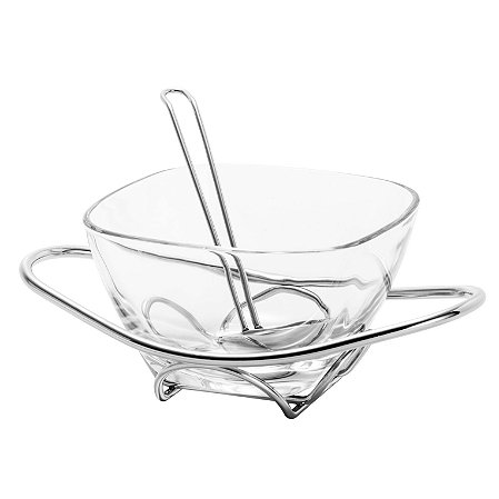 MOLHEIRA DE VIDRO C/SUPORTE E CONCHA DE AÇO INOX FENICE