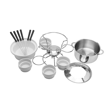 APAR FONDUE 20PC AÇO INOX CERÂMIC BASE GIRATÓRIA NIQUEL SAMI