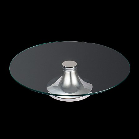 PRATO GIRATÓRIO P/BOLO DE VIDRO C/PÉ DE AÇO INOX MÔNACO 40CM