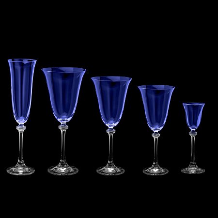CJ 30 TAÇAS DE CRISTAL ECOLÓGICO ALEXANDRA AZUL