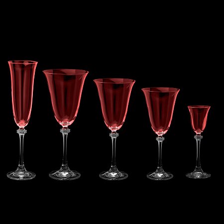 CJ 30 TAÇAS DE CRISTAL ECOLÓGICO ALEXANDRA VERMELHA