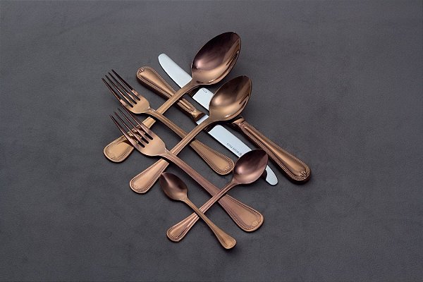 FAQUEIRO 130 PCS DE AÇO INOX GENEVE ROSÉ GOLD C/ESTOJO